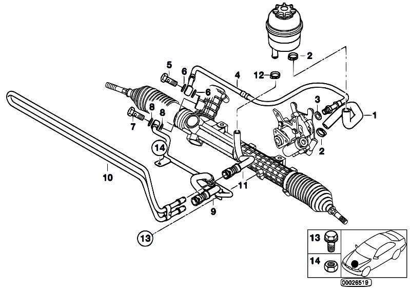 Original Parts for E46 316i 1.9 M43 Sedan / Steering/ Hydro Steering