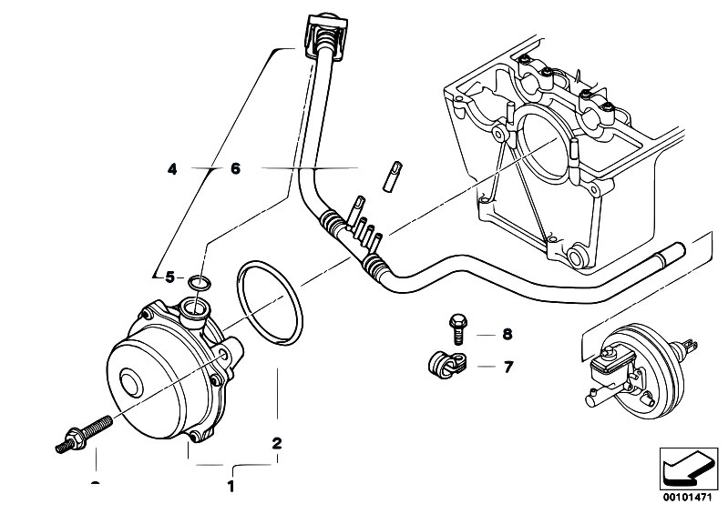 Original Parts for E65 740d M67 Sedan / Engine/ Vacuum Pump With Tubes