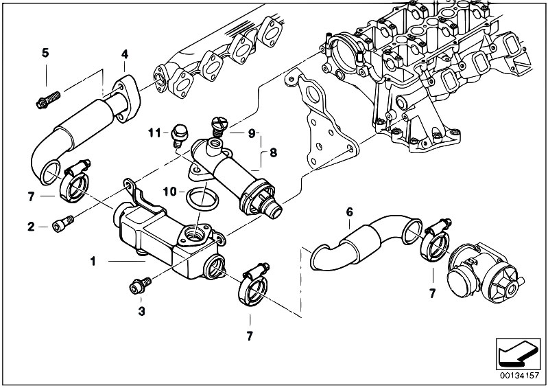 Original Parts for E46 320d M47N Touring / Engine/ Emission Reduction Cooling