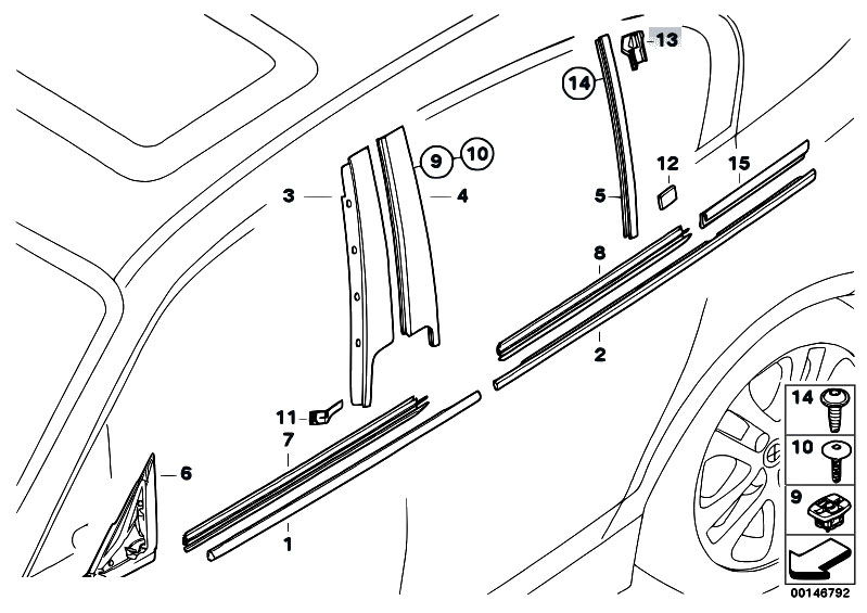 Original Parts for E87 118i N46 5 doors / Vehicle Trim/ Exterior Trim And Door Seals eStore
