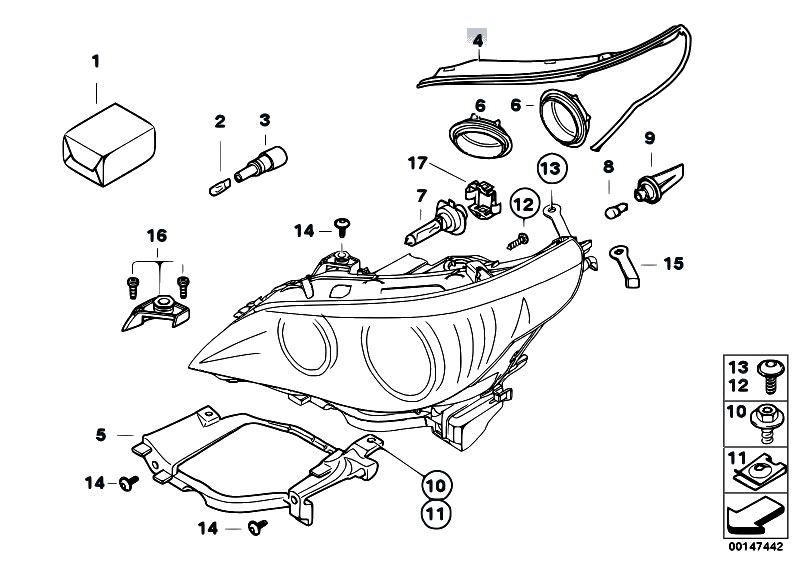 Original Parts for E60 530d M57N2 Sedan / Lighting ... bmw angel eye wiring diagram 