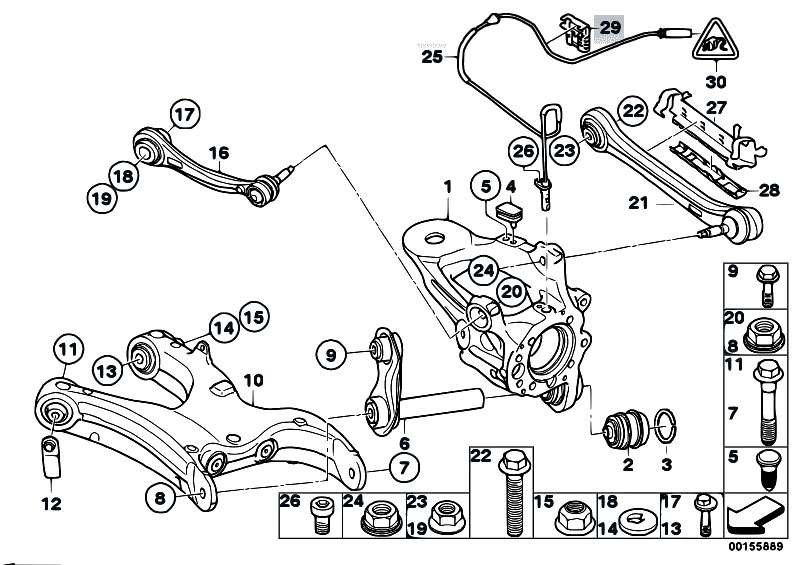 Original Parts for E70 X5 4.8i N62N SAV / Rear Axle/ Rear Axle Support