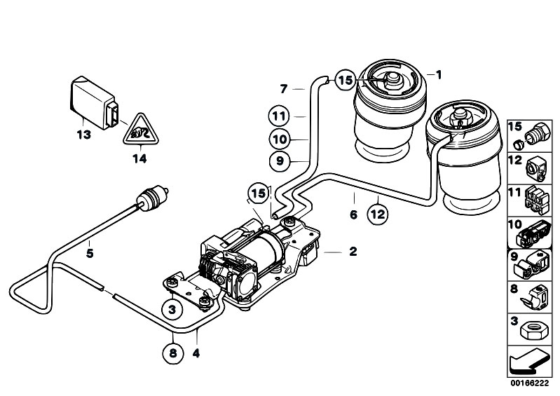 Original Parts for E70 X5 4.8i N62N SAV / Rear Axle/ Levell Device Air