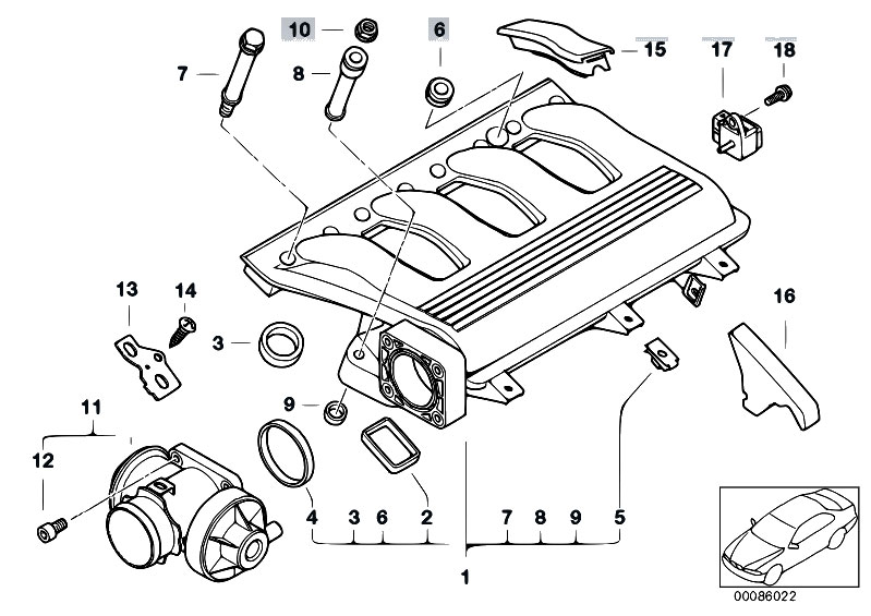 Original Parts for E46 320d M47 Sedan / Engine/ Intake Manifold System