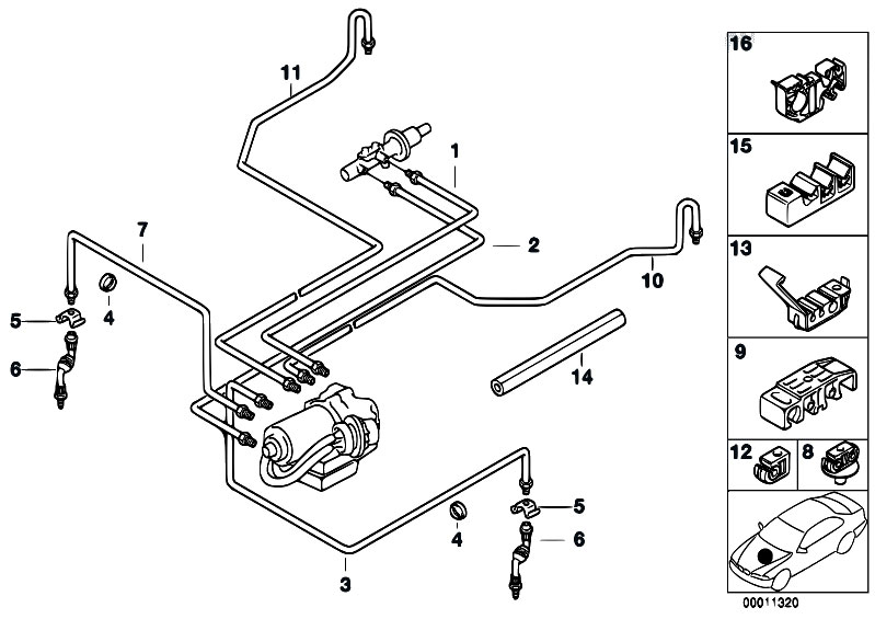 Original Parts for E36 318ti M44 Compact / Brakes/ Brake Pipe Front Abs