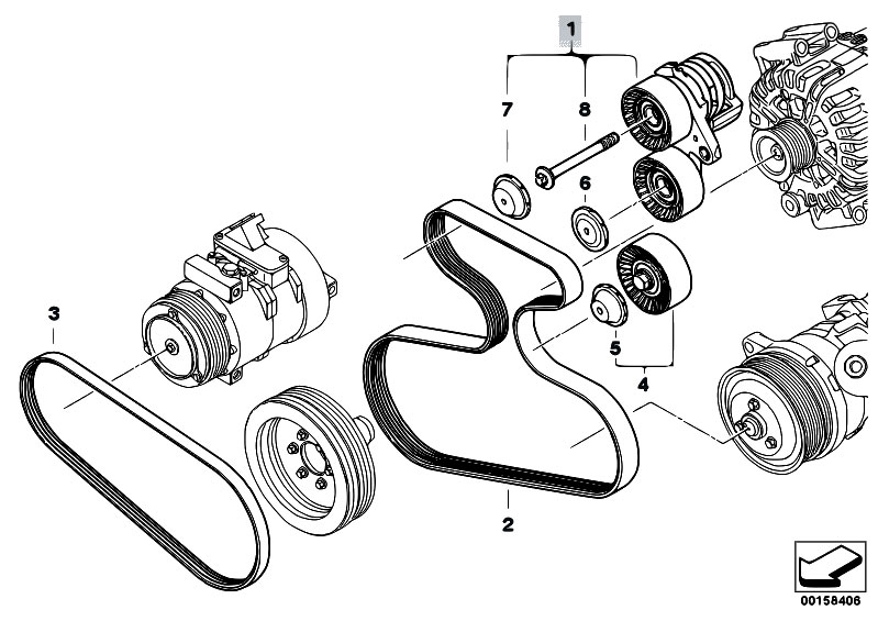 Original Parts for E70 X5 3.0si N52N SAV / Engine/ Belt Drive