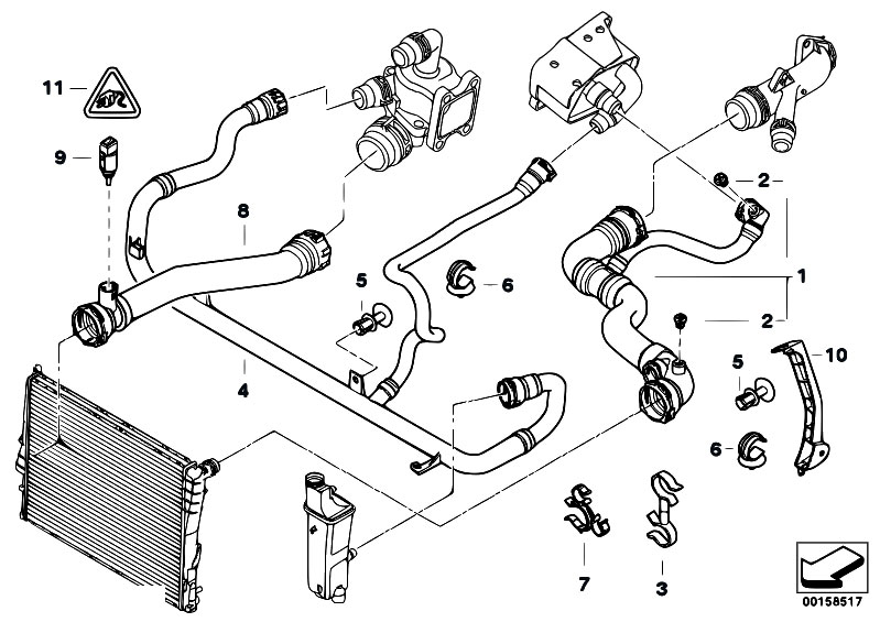 Original Parts for E46 318ti N46 Compact / Radiator/ Water ... radiator hose diagram 2002 