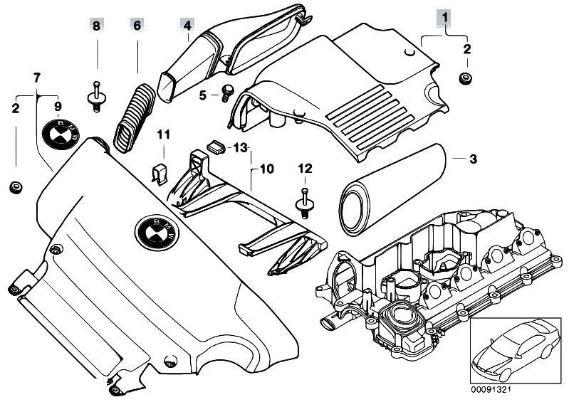 Original Parts for E46 320d M47 Touring / Fuel Preparation System/ Intake Silencer eStore